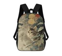 sinyumoney Sac À Dos Imprimé En 3D Pour Enfants Cat Among Chrysanthemums Vintage Art, Sac À Dos Tendance Pour L'école, Les Voyages Et Les Loisirs, Grand Sac À Dos Pour Garçons Et Filles 17inch