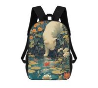 sinyumoney Sac À Dos Imprimé En 3D Pour Enfants Cat by The Koi Fish Pond Sac À Dos Scolaire Pour Garçons Et Filles, Sac D'école Primaire, Sac À Livres Pour Adolescents 17inch