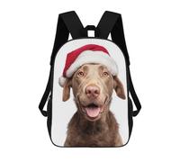 sinyumoney Sac À Dos Imprimé En 3D Pour Enfants Chesapeake Bay Retriever Dog with Santa Hat Sac D'école Léger Et Tendance Pour Les Voyages Et Les Études 17inch