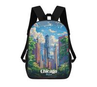 sinyumoney Sac À Dos Imprimé En 3D Pour Enfants Chicago Skyline Illustration, Sac À Dos Tendance Pour L'école, Les Voyages Et Les Loisirs, Grand Sac À Dos Pour Garçons Et Filles 17inch