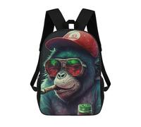 sinyumoney Sac À Dos Imprimé En 3D Pour Enfants Chill Monkey Vibe, Sac À Dos Tendance Pour L'école, Les Voyages Et Les Loisirs, Grand Sac À Dos Pour Garçons Et Filles 17inch