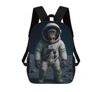 sinyumoney Sac À Dos Imprimé En 3D Pour Enfants Chimpanzee Astronaut on The Moon Sac D'école Léger Et Tendance Pour Les Voyages Et Les Études 17inch