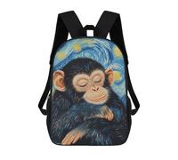 sinyumoney Sac À Dos Imprimé En 3D Pour Enfants Chimpanzee in Starry Night Sac D'école Léger Et Tendance Pour Les Voyages Et Les Études 17inch