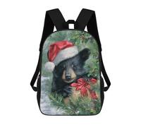 sinyumoney Sac À Dos Imprimé En 3D Pour Enfants Christmas Bear with Santa Hat, Sac À Dos Tendance Pour L'école, Les Voyages Et Les Loisirs 17inch, Grand Sac À Dos De Jour Pour Garçons Et Filles