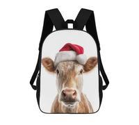 sinyumoney Sac À Dos Imprimé En 3D Pour Enfants Christmas Cow Wearing A Santa Hat, Sac À Dos Tendance Pour L'école, Les Voyages Et Les Loisirs, Grand Sac À Dos Pour Garçons Et Filles 17inch