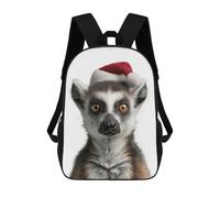 sinyumoney Sac À Dos Imprimé En 3D Pour Enfants Christmas Lemur with Santa Hat, Sac À Dos Tendance Pour L'école, Les Voyages Et Les Loisirs, Grand Sac À Dos Pour Garçons Et Filles 17inch