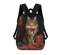 sinyumoney Sac À Dos Imprimé En 3D Pour Enfants Christmas Maine Coon Cat Sac D'école Léger Et Tendance Pour Les Voyages Et Les Études 17inch