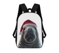 sinyumoney Sac À Dos Imprimé En 3D Pour Enfants Christmas Manatee with Santa Hat Portrait, Sac À Dos Tendance Pour L'école, Les Voyages Et Les Loisirs, Grand Sac À Dos Pour Garçons Et Filles 17inch