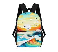 sinyumoney Sac À Dos Imprimé En 3D Pour Enfants Colorful Ocean Waves And Birds, Sac À Dos Tendance Pour L'école, Les Voyages Et Les Loisirs, Grand Sac À Dos Pour Garçons Et Filles 17inch