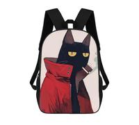 sinyumoney Sac À Dos Imprimé En 3D Pour Enfants Cool Cat in Red Jacket Sac À Dos Scolaire Grande Capacité Pour Les Voyages, Idéal Pour Les Garçons Du Primaire Et Du Collège 17inch