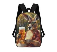 sinyumoney Sac À Dos Imprimé En 3D Pour Enfants Cool Kangaroo with Beer Sac À Dos Scolaire Grande Capacité Pour Les Voyages, Idéal Pour Les Garçons Du Primaire Et Du Collège 17inch