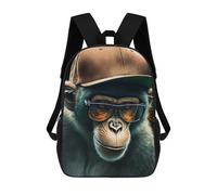 sinyumoney Sac À Dos Imprimé En 3D Pour Enfants Cool Monkey Sac D'école Léger Et Tendance Pour Les Voyages Et Les Études 17inch