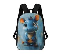 sinyumoney Sac À Dos Imprimé En 3D Pour Enfants Cute Blue Rhinoceros, Sac À Dos Tendance Pour L'école, Les Voyages Et Les Loisirs, Grand Sac À Dos Pour Garçons Et Filles 17inch