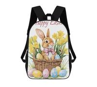 sinyumoney Sac À Dos Imprimé En 3D Pour Enfants Cute Easter Bunny Basket Sac D'école Léger Et Tendance Pour Les Voyages Et Les Études 17inch