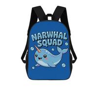 sinyumoney Sac À Dos Imprimé En 3D Pour Enfants Cute Narwhal Squad Cartoon Illustration Sac D'école Léger Et Tendance Pour Les Voyages Et Les Études 17inch