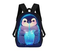 sinyumoney Sac À Dos Imprimé En 3D Pour Enfants Cute Penguin Drinking Sac À Dos Scolaire Pour Garçons Et Filles, Sac D'école Primaire, Sac À Livres Pour Adolescents 17inch