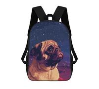 sinyumoney Sac À Dos Imprimé En 3D Pour Enfants Cute Pug Dog Pixel Art Sac D'école Léger Et Tendance Pour Les Voyages Et Les Études 17inch