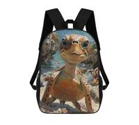 sinyumoney Sac À Dos Imprimé En 3D Pour Enfants Cute Sea Turtle Portrait Sac D'école Léger Et Tendance Pour Les Voyages Et Les Études 17inch