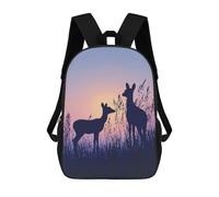 sinyumoney Sac À Dos Imprimé En 3D Pour Enfants Deer Silhouettes at Sunset Sac D'école Léger Et Tendance Pour Les Voyages Et Les Études 17inch