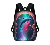 sinyumoney Sac À Dos Imprimé En 3D Pour Enfants Dolphin's Cosmic Journey -1 Sac D'école Léger Et Tendance Pour Les Voyages Et Les Études 17inch