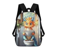 sinyumoney Sac À Dos Imprimé En 3D Pour Enfants Dragon on The Toilet Funny Sac D'école Léger Et Tendance Pour Les Voyages Et Les Études 17inch