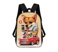 sinyumoney Sac À Dos Imprimé En 3D Pour Enfants Driving Corgi Sac À Dos Scolaire Grande Capacité Pour Les Voyages, Idéal Pour Les Garçons Du Primaire Et Du Collège 17inch