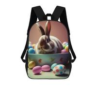 sinyumoney Sac À Dos Imprimé En 3D Pour Enfants Easter Bunny with Eggs Sac D'école Léger Et Tendance Pour Les Voyages Et Les Études 17inch