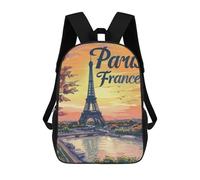 sinyumoney Sac À Dos Imprimé En 3D Pour Enfants Eiffel Tower Paris France Sac D'école Léger Et Tendance Pour Les Voyages Et Les Études 17inch