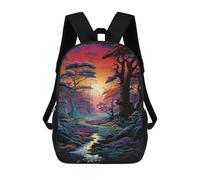 sinyumoney Sac À Dos Imprimé En 3D Pour Enfants Enchanted Forest Sunset, Sac À Dos Tendance Pour L'école, Les Voyages Et Les Loisirs 17inch, Grand Sac À Dos De Jour Pour Garçons Et Filles