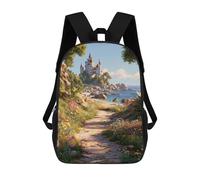 sinyumoney Sac À Dos Imprimé En 3D Pour Enfants Fantasy Castle by The Sea, Sac À Dos Tendance Pour L'école, Les Voyages Et Les Loisirs 17inch, Grand Sac À Dos De Jour Pour Garçons Et Filles