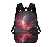 sinyumoney Sac À Dos Imprimé En 3D Pour Enfants Fiery Moon Over Alien Cityscape, Sac À Dos Tendance Pour L'école, Les Voyages Et Les Loisirs 17inch, Grand Sac À Dos De Jour Pour Garçons Et Filles
