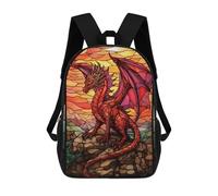 sinyumoney Sac À Dos Imprimé En 3D Pour Enfants Fire Dragon Stained Glass, Sac À Dos Tendance Pour L'école, Les Voyages Et Les Loisirs, Grand Sac À Dos Pour Garçons Et Filles 17inch