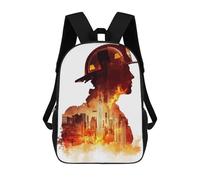 sinyumoney Sac À Dos Imprimé En 3D Pour Enfants Firefighter Silhouette Cityscape Sac D'école Léger Et Tendance Pour Les Voyages Et Les Études 17inch