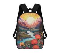 sinyumoney Sac À Dos Imprimé En 3D Pour Enfants Floral Mountain Landscape with River Sac À Dos Scolaire Grande Capacité Pour Les Voyages, Idéal Pour Les Garçons Du Primaire Et Du Collège 17inch