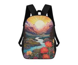 sinyumoney Sac À Dos Imprimé En 3D Pour Enfants Floral Mountain Landscape with River Sac À Dos Scolaire Grande Capacité Pour Les Voyages, Idéal Pour Les Garçons Du Primaire Et Du Collège 17inch
