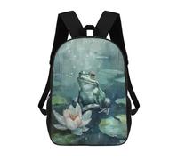 sinyumoney Sac À Dos Imprimé En 3D Pour Enfants Frog on Lily Pad Sac D'école Léger Et Tendance Pour Les Voyages Et Les Études 17inch