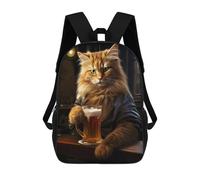 sinyumoney Sac À Dos Imprimé En 3D Pour Enfants Funny Cat on Tavern Table Sac À Dos Scolaire Grande Capacité Pour Les Voyages, Idéal Pour Les Garçons Du Primaire Et Du Collège 17inch