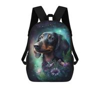 sinyumoney Sac À Dos Imprimé En 3D Pour Enfants Galactic Dachshund with Flowers -4, Sac À Dos Tendance Pour L'école, Les Voyages Et Les Loisirs 17inch, Grand Sac À Dos De Jour Pour Garçons Et Filles