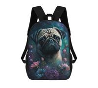 sinyumoney Sac À Dos Imprimé En 3D Pour Enfants Galactic Pug with Flowers -1, Sac À Dos Tendance Pour L'école, Les Voyages Et Les Loisirs 17inch, Grand Sac À Dos De Jour Pour Garçons Et Filles