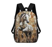 sinyumoney Sac À Dos Imprimé En 3D Pour Enfants Galloping Horse in Dynamic Impasto Style Sac À Dos Scolaire Grande Capacité Pour Les Voyages, Idéal Pour Les Garçons Du Primaire Et Du Collège 17inch