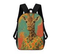 sinyumoney Sac À Dos Imprimé En 3D Pour Enfants Giraffe in Hawaiian Shirt Portrait Sac D'école Léger Et Tendance Pour Les Voyages Et Les Études 17inch