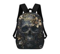 sinyumoney Sac À Dos Imprimé En 3D Pour Enfants Golden Black Skull Flowers, Sac À Dos Tendance Pour L'école, Les Voyages Et Les Loisirs, Grand Sac À Dos Pour Garçons Et Filles 17inch