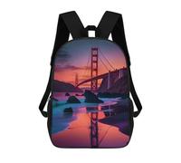 sinyumoney Sac À Dos Imprimé En 3D Pour Enfants Golden Gate Reflections, Sac À Dos Tendance Pour L'école, Les Voyages Et Les Loisirs, Grand Sac À Dos Pour Garçons Et Filles 17inch