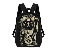 sinyumoney Sac À Dos Imprimé En 3D Pour Enfants Golden Maneki Neko Illustration Sac À Dos Scolaire Grande Capacité Pour Les Voyages, Idéal Pour Les Garçons Du Primaire Et Du Collège 17inch