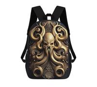 sinyumoney Sac À Dos Imprimé En 3D Pour Enfants Golden Octopus Skull Artwork Sac D'école Léger Et Tendance Pour Les Voyages Et Les Études 17inch