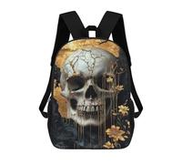 sinyumoney Sac À Dos Imprimé En 3D Pour Enfants Golden Skull Wall Art Decor, Sac À Dos Tendance Pour L'école, Les Voyages Et Les Loisirs 17inch, Grand Sac À Dos De Jour Pour Garçons Et Filles