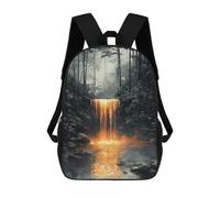sinyumoney Sac À Dos Imprimé En 3D Pour Enfants Golden Waterfall in Mystical Forest Sac D'école Léger Et Tendance Pour Les Voyages Et Les Études 17inch