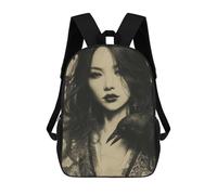 sinyumoney Sac À Dos Imprimé En 3D Pour Enfants Goth Japanese Woman with Raven Sac D'école Léger Et Tendance Pour Les Voyages Et Les Études 17inch