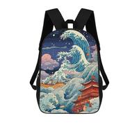 sinyumoney Sac À Dos Imprimé En 3D Pour Enfants Great Wave, Japanese Style Sac À Dos Scolaire Grande Capacité Pour Les Voyages, Idéal Pour Les Garçons Du Primaire Et Du Collège 17inch