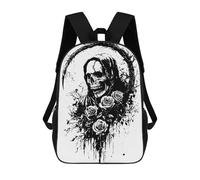 sinyumoney Sac À Dos Imprimé En 3D Pour Enfants Grim Reaper with Roses Black And White Sac À Dos Scolaire Grande Capacité Pour Les Voyages, Idéal Pour Les Garçons Du Primaire Et Du Collège 17inch